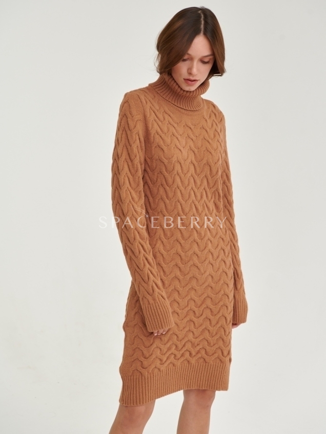 Женское теплое вечернее вязаное платье